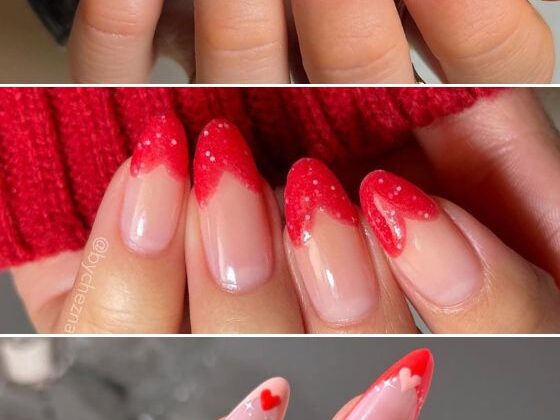 heart nail art idea, red valentine's day nails, pink valentine's day nails, classy valentine's day nails, cute valentine's day nails