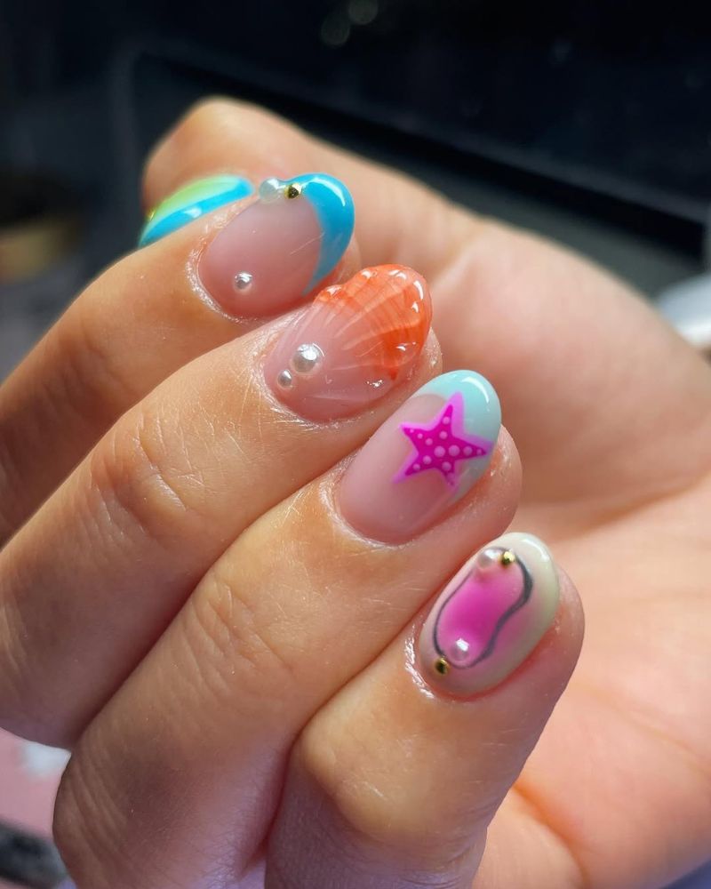 colorful summer nails, cute summer nails
