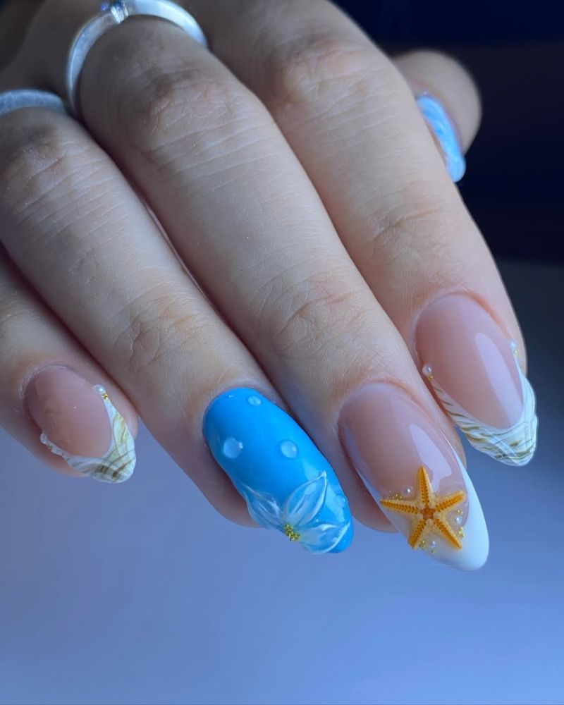 classy summer nails, ocean nail art