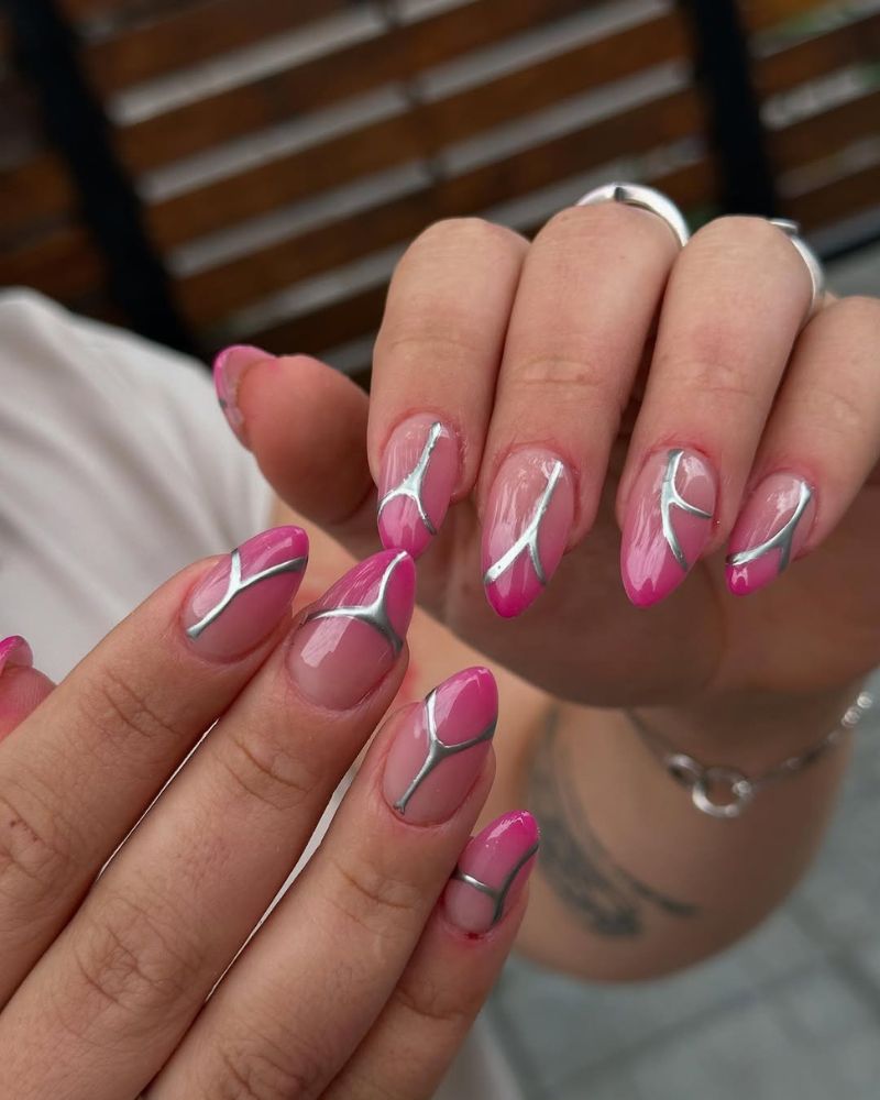 pink ombre french nails, simple summer nails