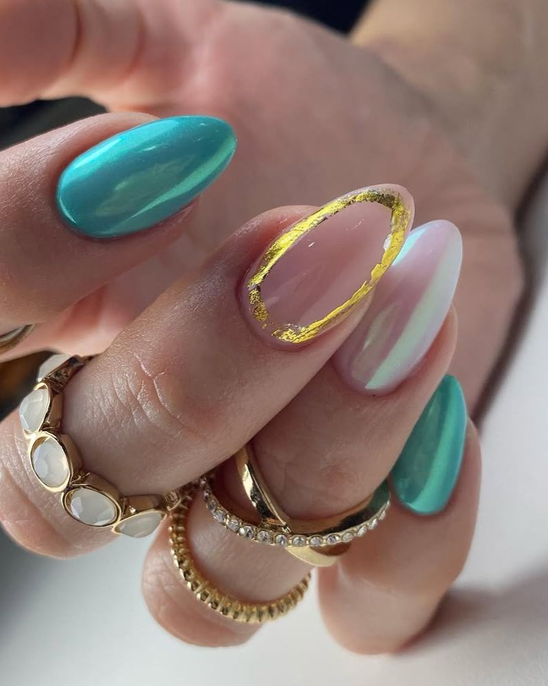 simple blue nails, summer nails