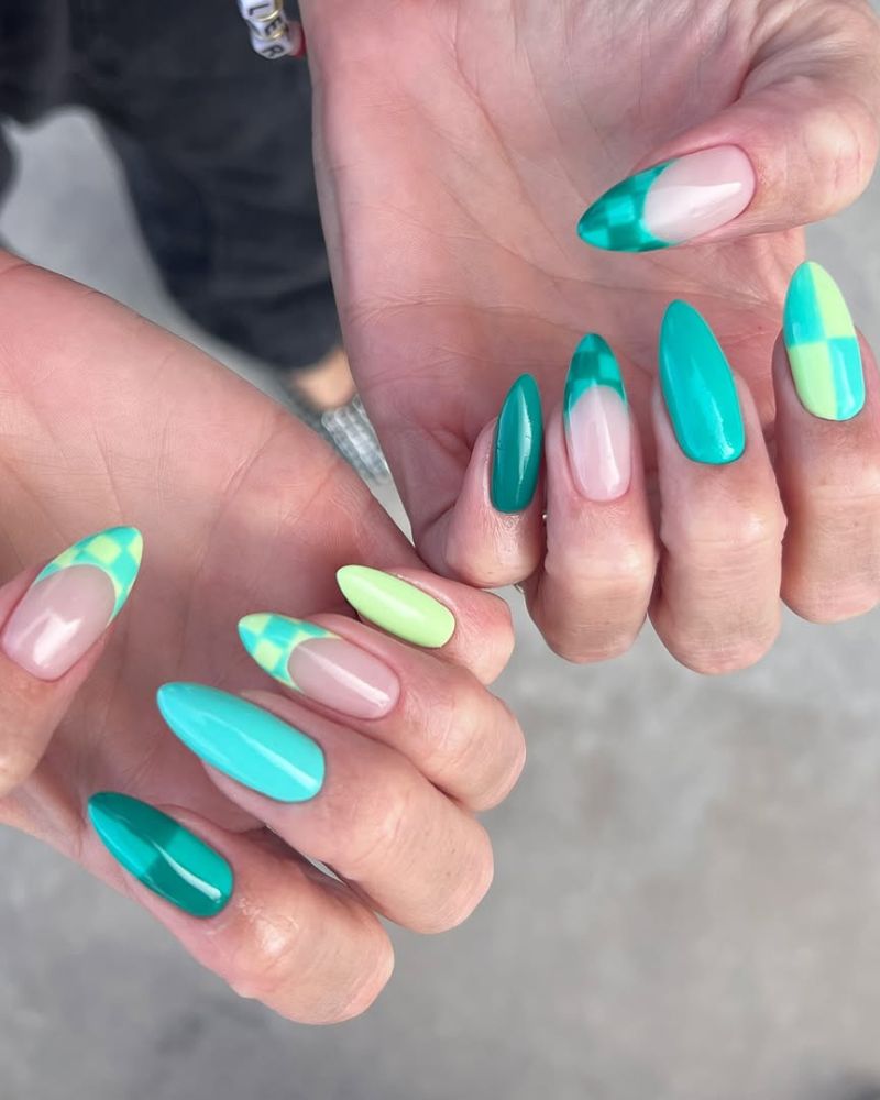 green nails, summer green nails