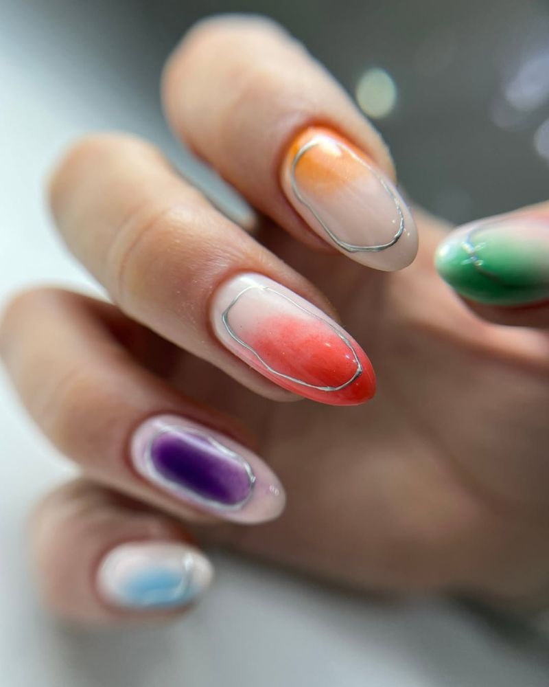 colorful summer nails, ombre summer nails