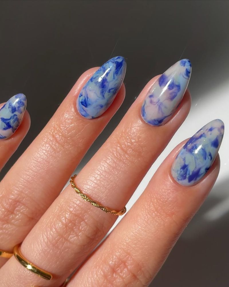 marble nail art, simple nails