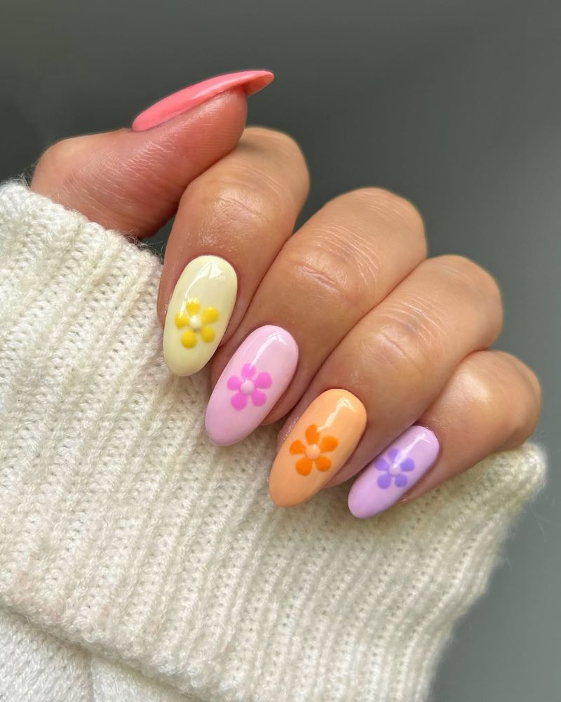 colorful summer nails, pastel nails