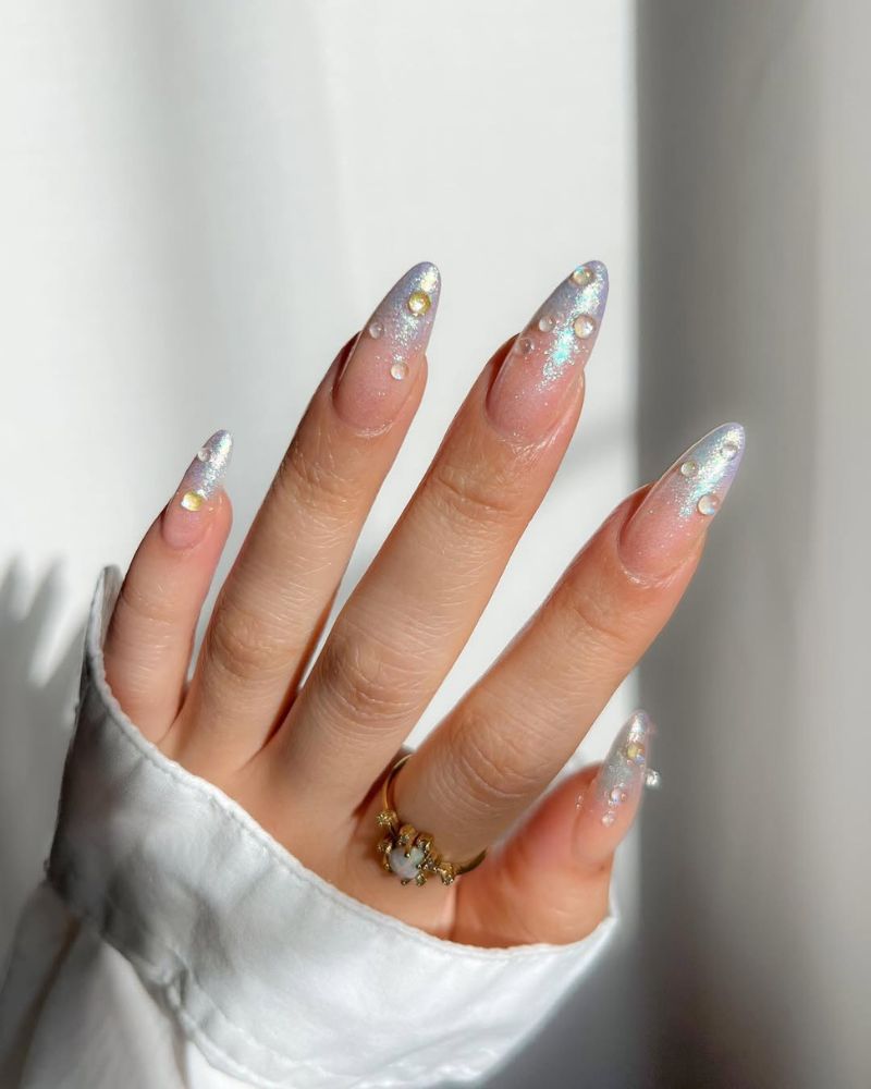 ombre french nails, glittery nails, summer nails