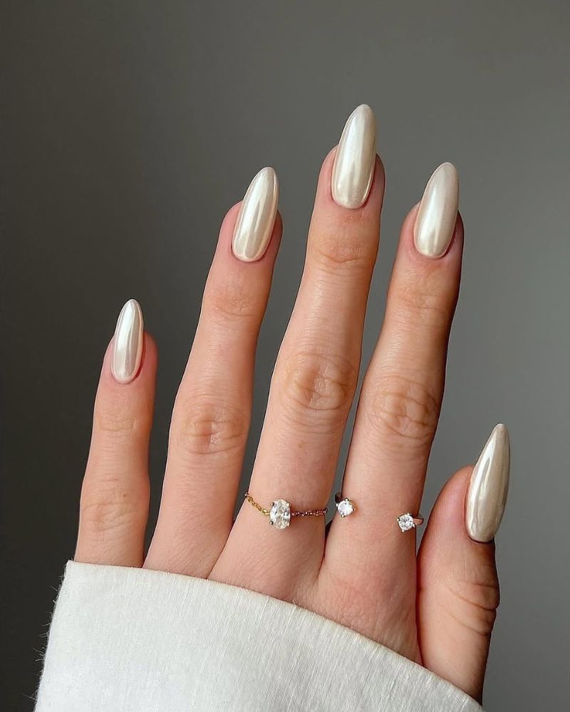 long nails, classy nails, chrome nails