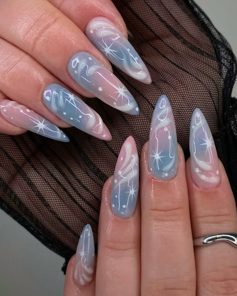 long stiletto nails, ombre summer nails,
