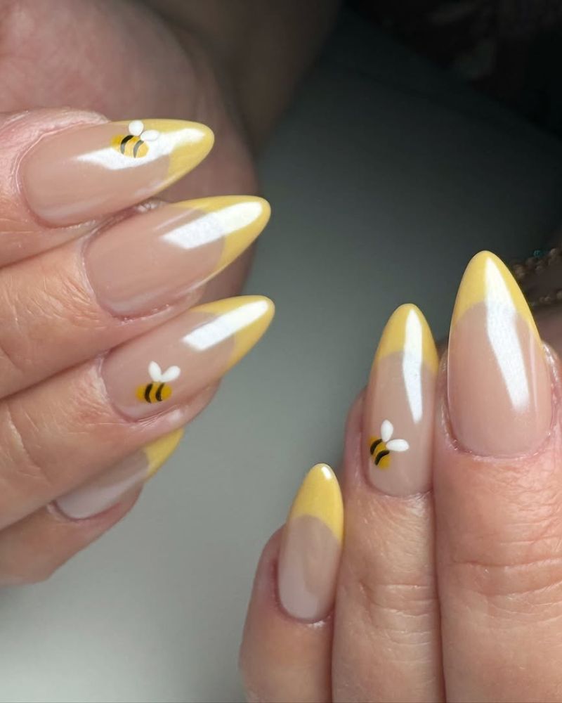 spring nails, yellow french nails, yellow nail art