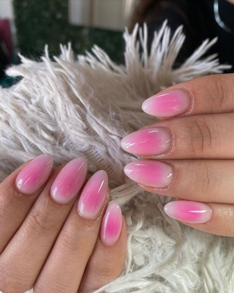 pink aura nail, soft pink nails