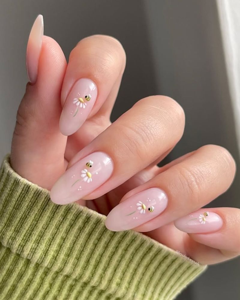 soap nails, nude nails, classy spring nails, bee nails