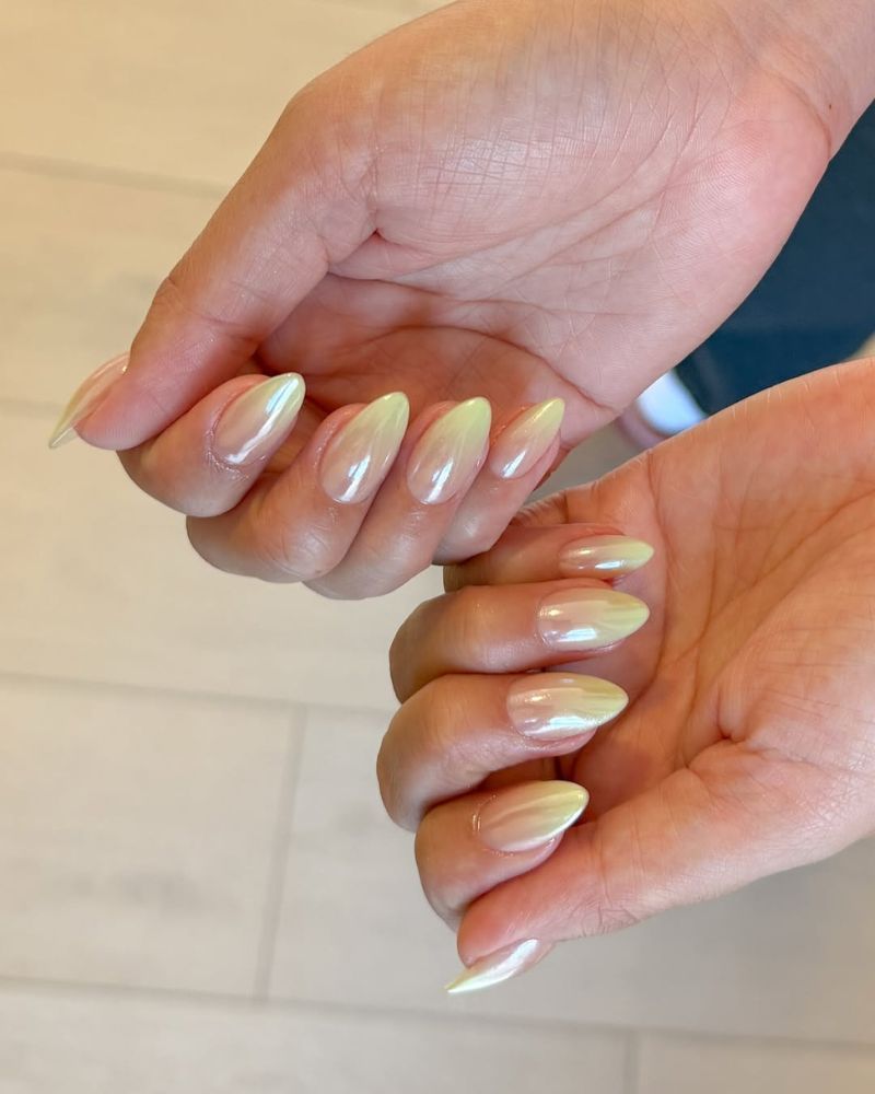 french ombre nails, spring chrome nails