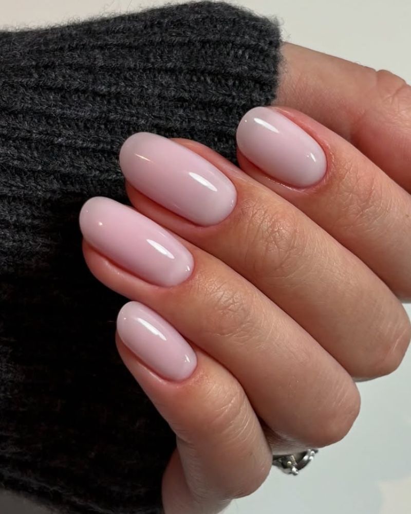 soap nails, nude nails, simple nails