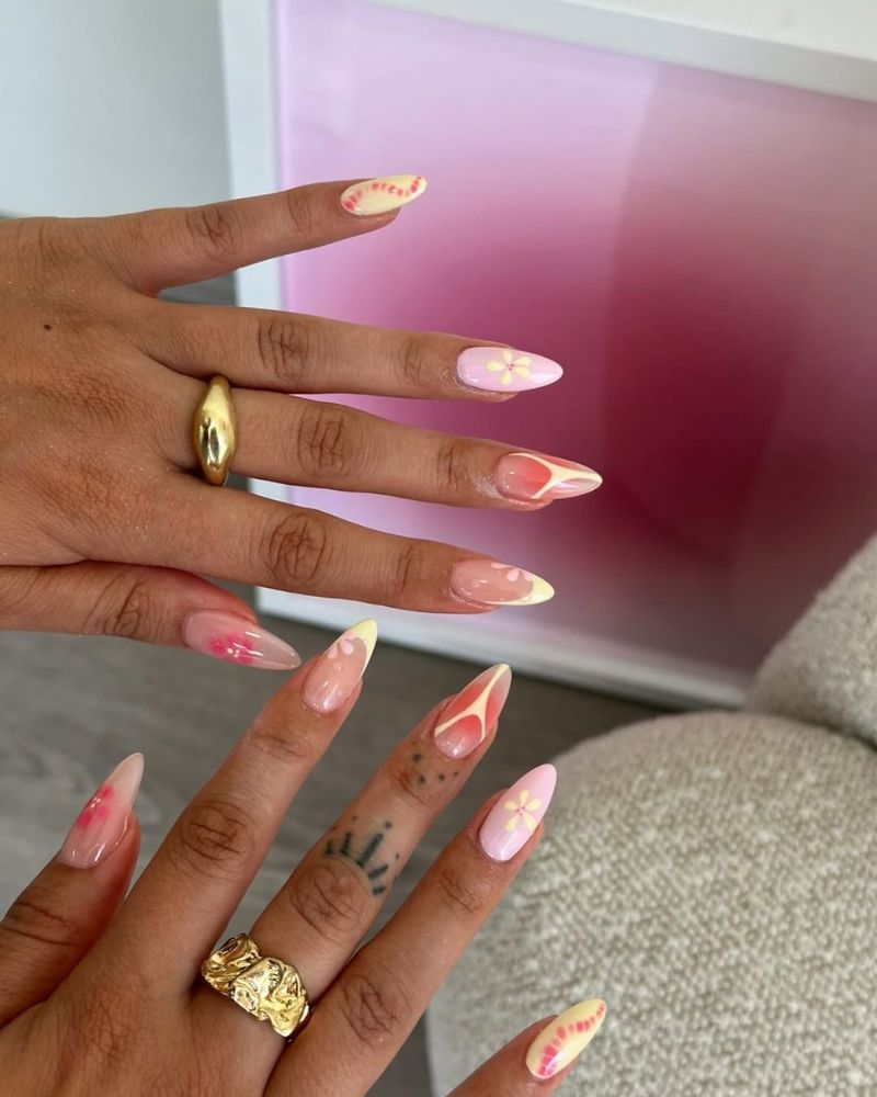 light pink nails, spring nail art