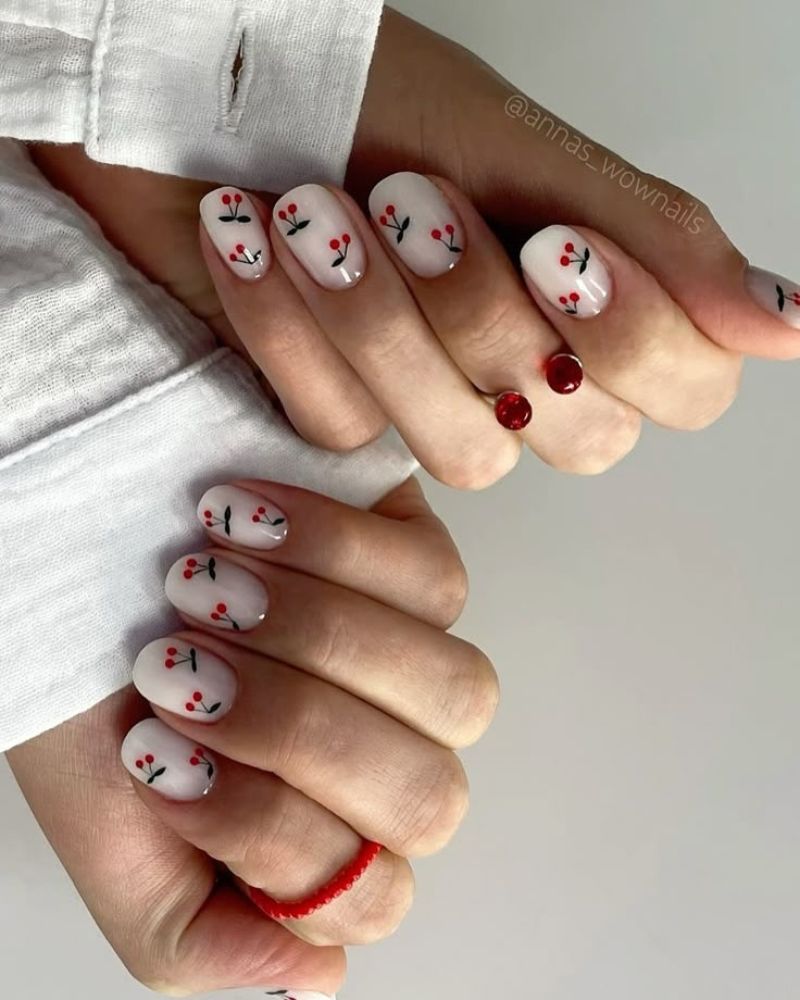 cherry nail art, may nails