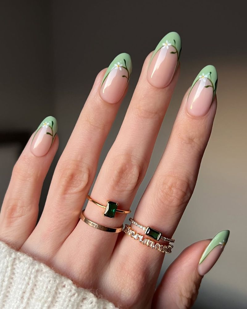 colorful french tip nails, spring french nails