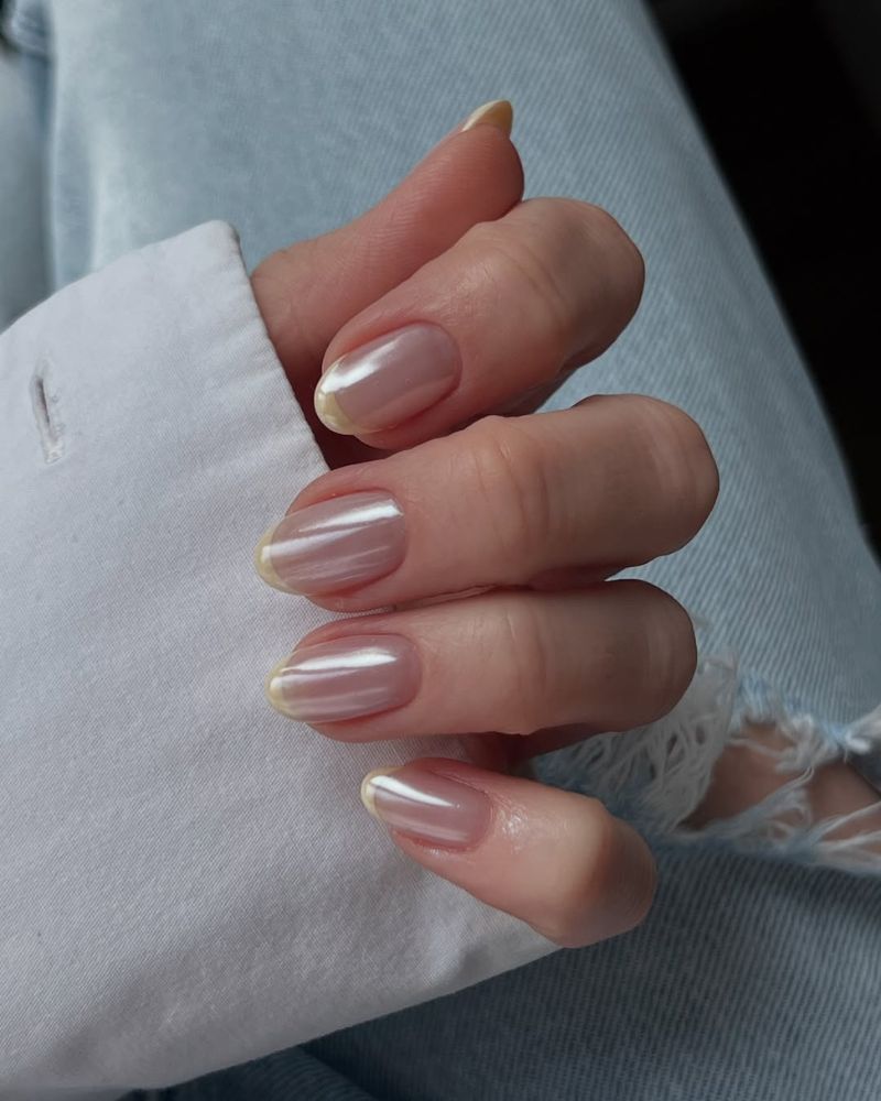 chrome nails, icy french nailsm july nails