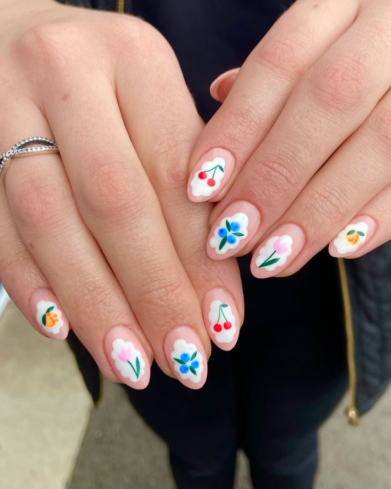 fruit nails, fruit nail art, simple summer nail art