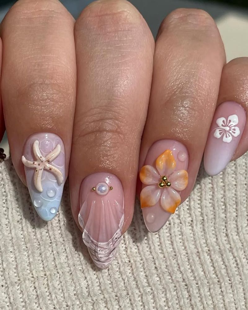 vacation nails, summer nails, beach nails