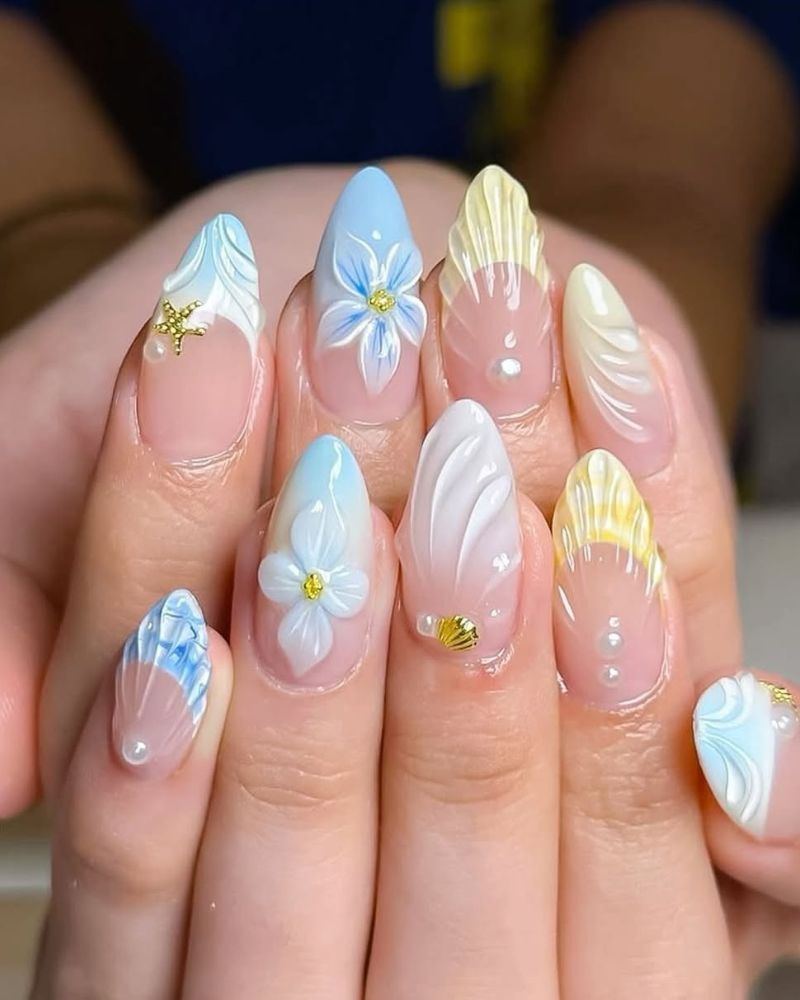 beach nails, summer nail art