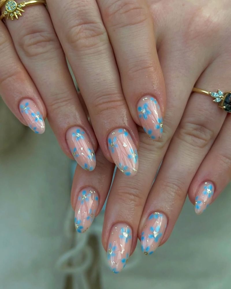 floral nail art, july nails