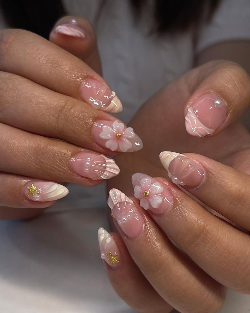classy summer nails, long almond nails