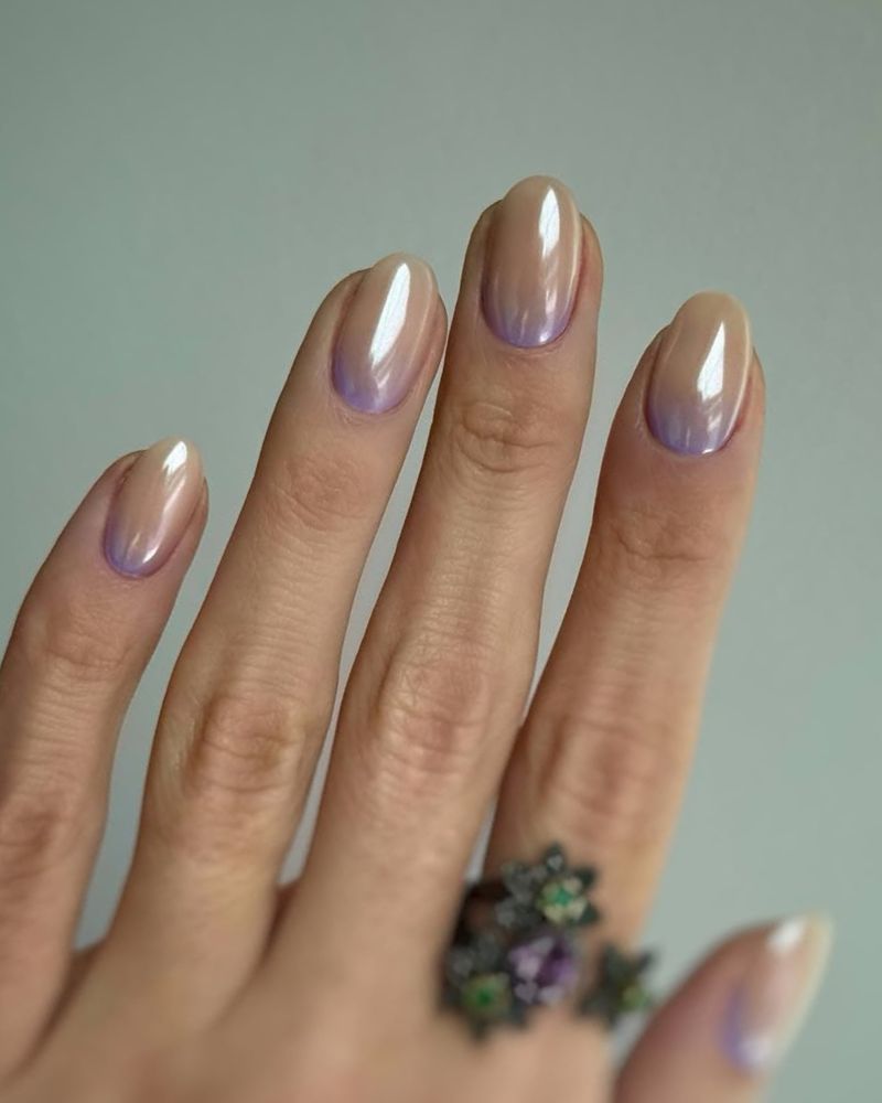 nude base with lavender ombre base for a clean spring manicure