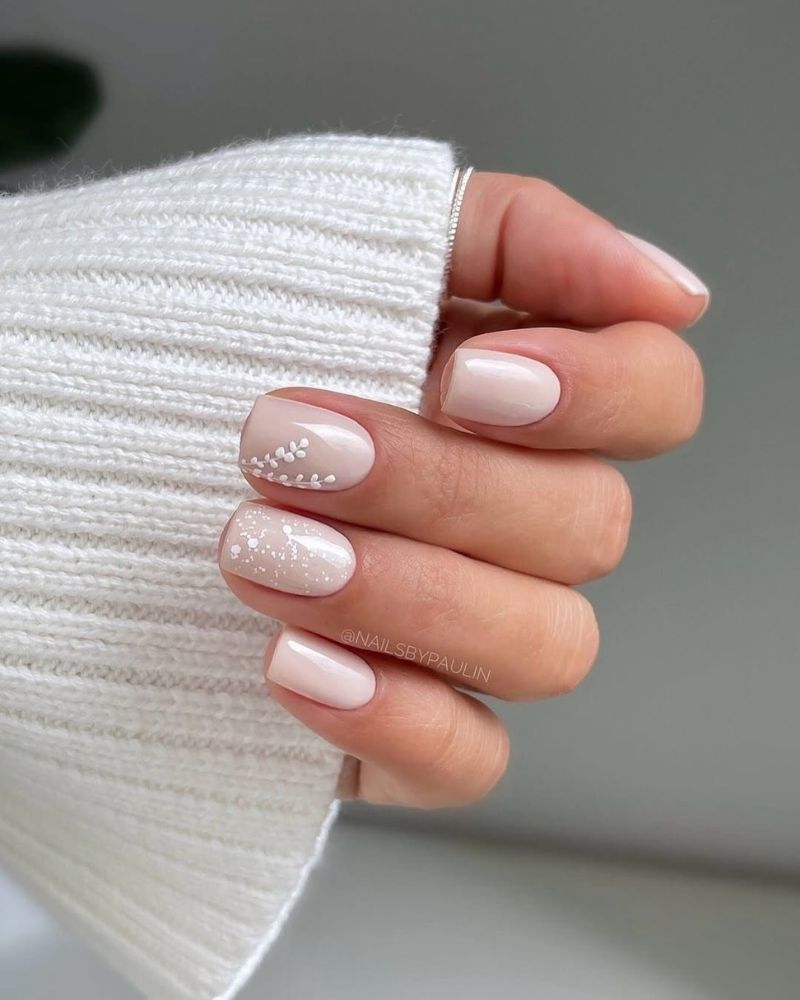 cream nude nails on a square shape