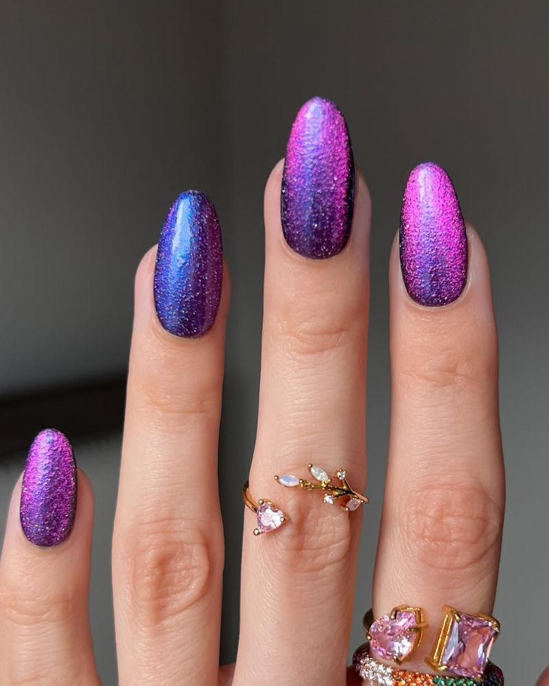 almond cat eye black purple design