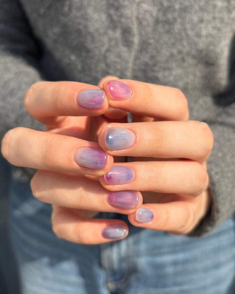 short lavender nail art design