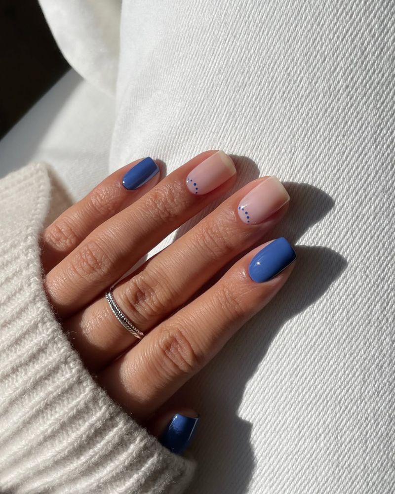cornflower blue square nails design