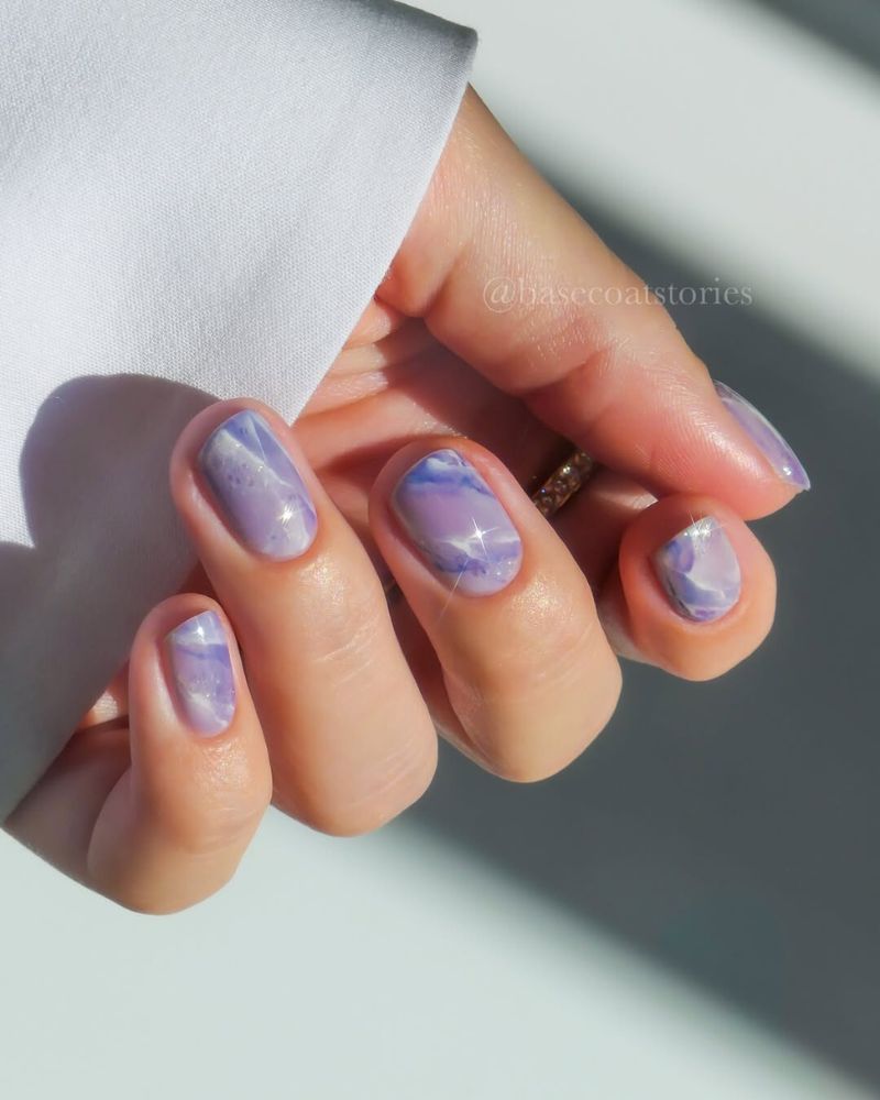 marble nail art for laveder nail design