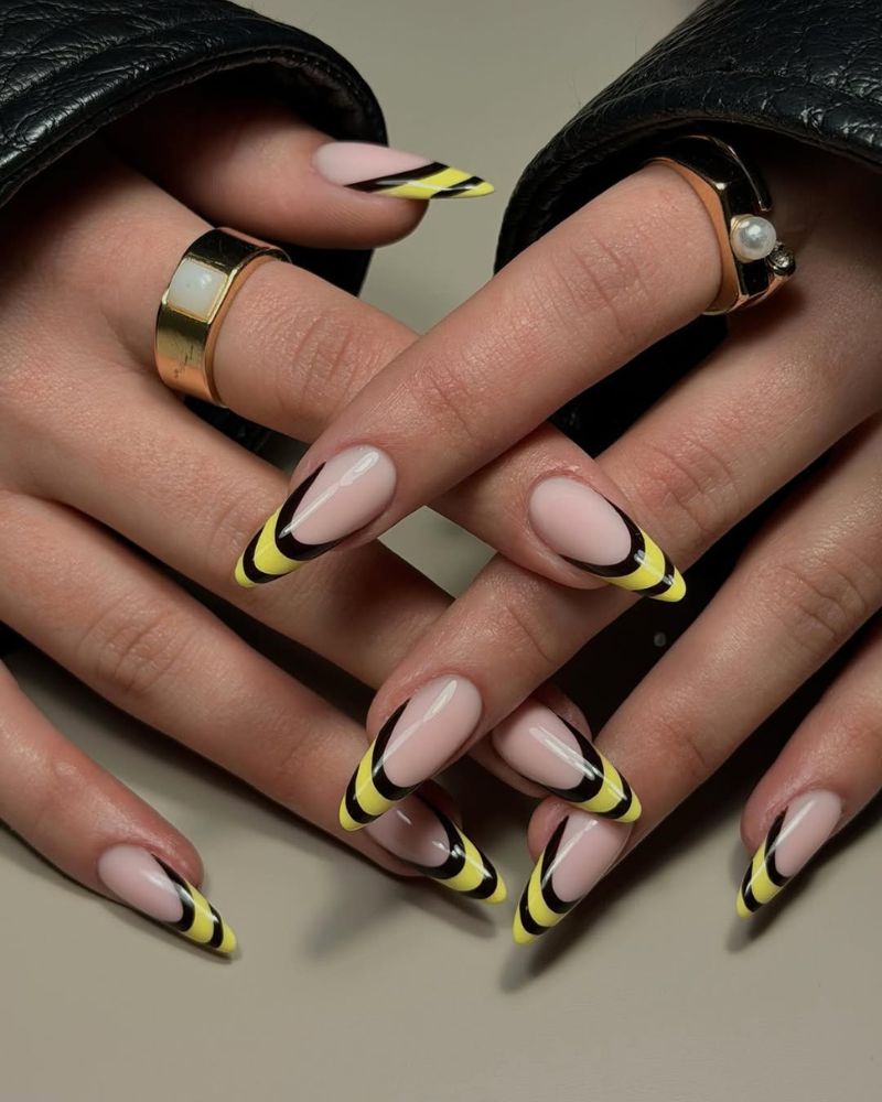 bumblebee nail art french design for spring manicure
