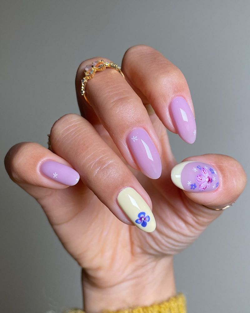 springtime nail art with pastel yellow design