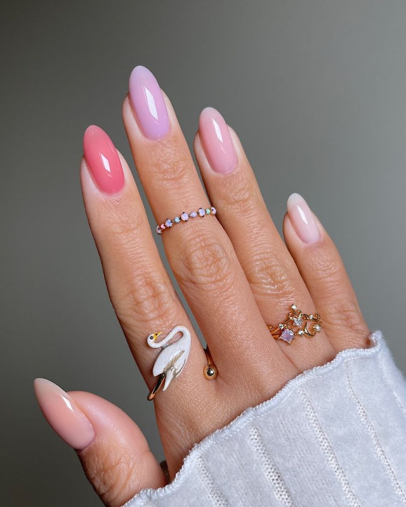 pastel spring manicure on almond nails