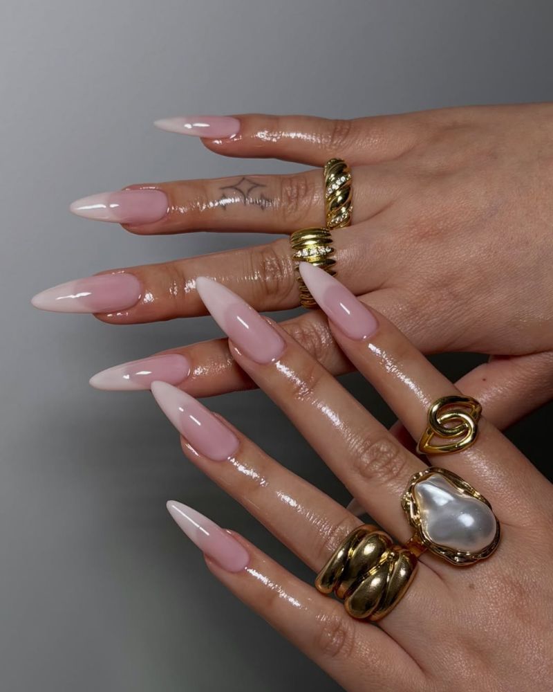 long stiletto nails for soft spring manicure