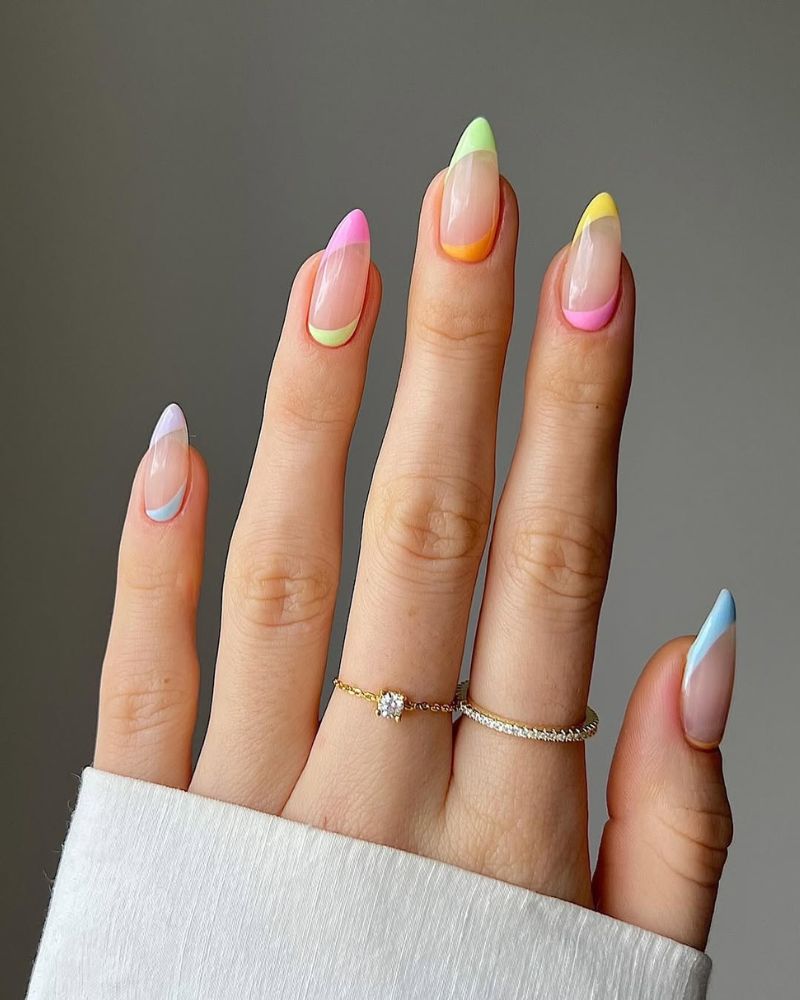 simple summer nails and colorful french tip design