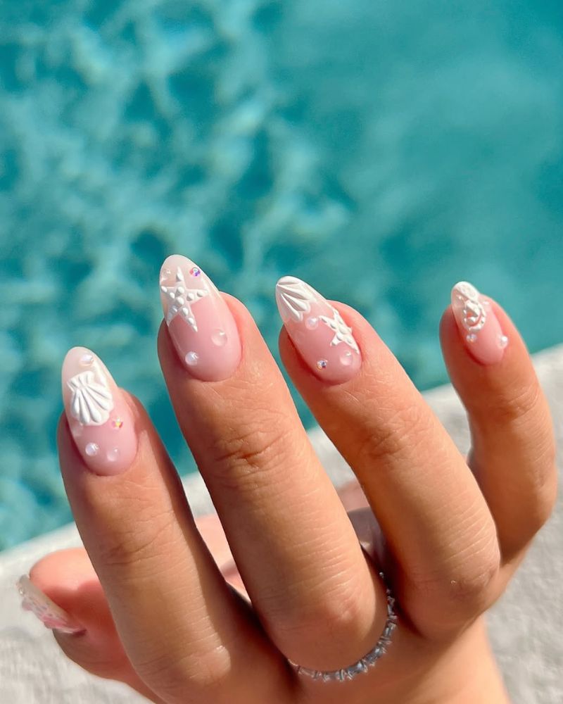 seashell nail art for simple summer design