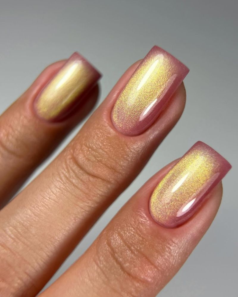 gold cat eye nails for summer