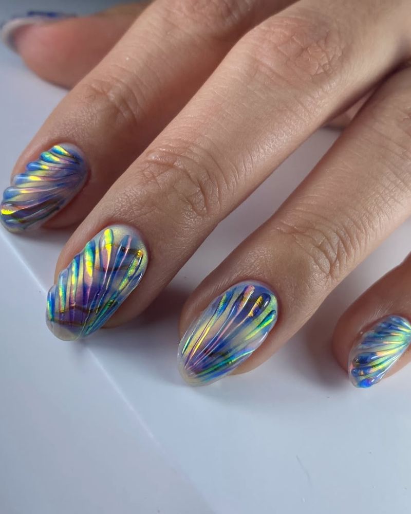 iridescent beachy nail art designs
