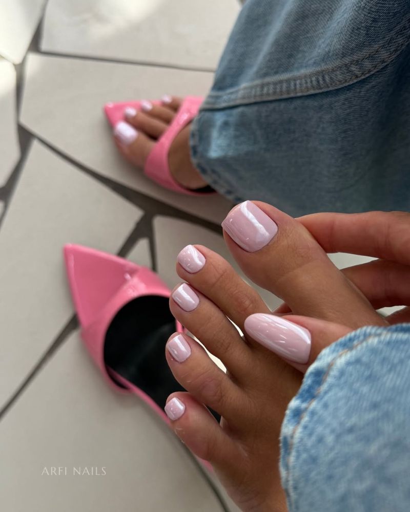 chrome pink fingernail and toenail designs