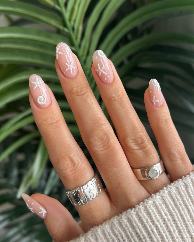 simple and classy seashell nail art