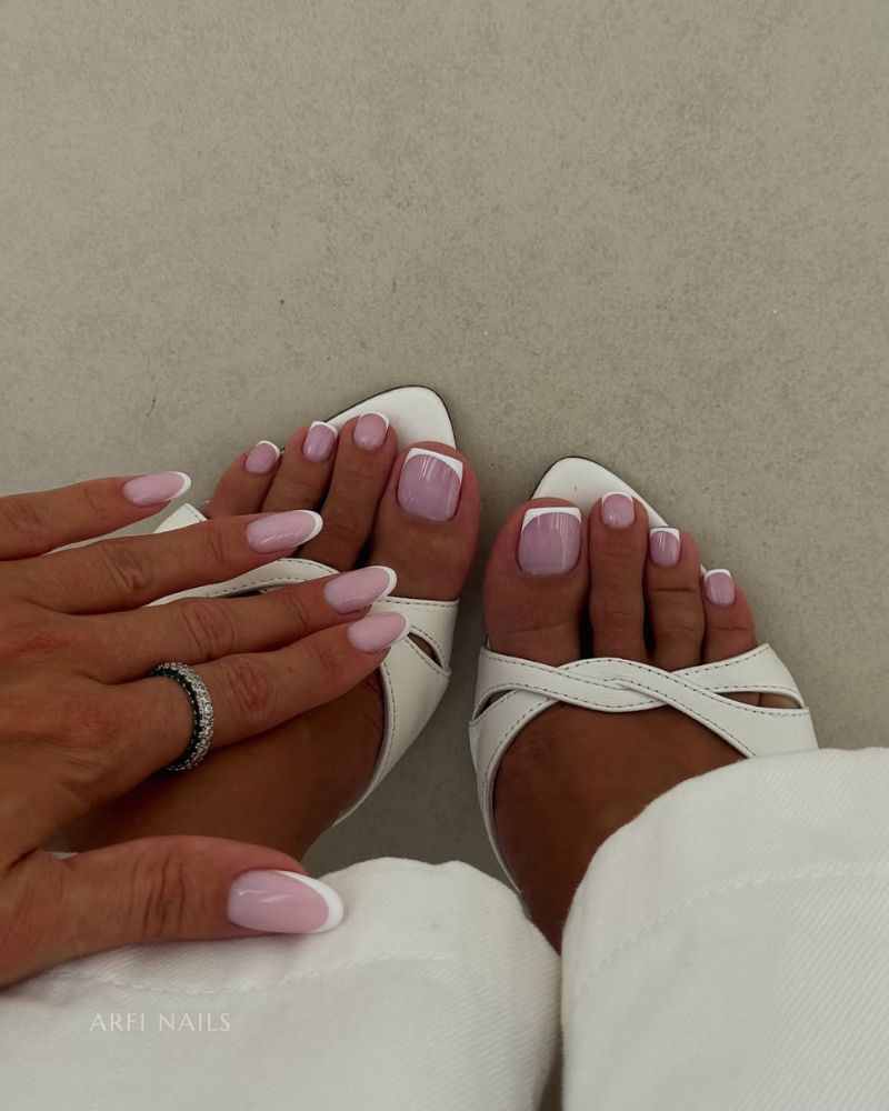 white tip french mani-pedi design