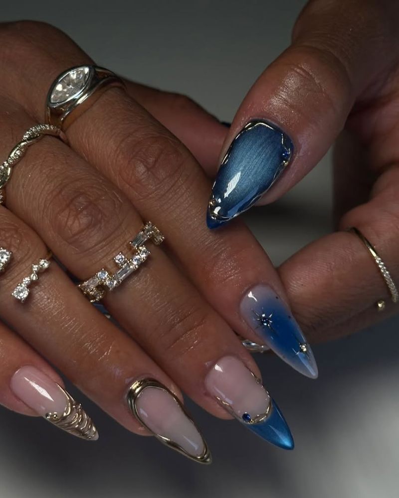 blue beach nail inspo on gel-x tips
