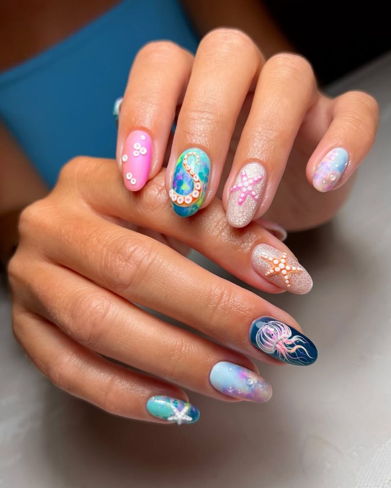 beachy nail art designs for summer manicure