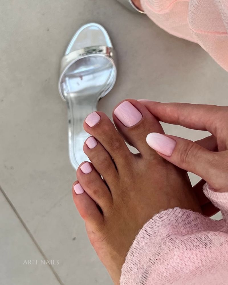 pink toenails and ombre pink fingernails