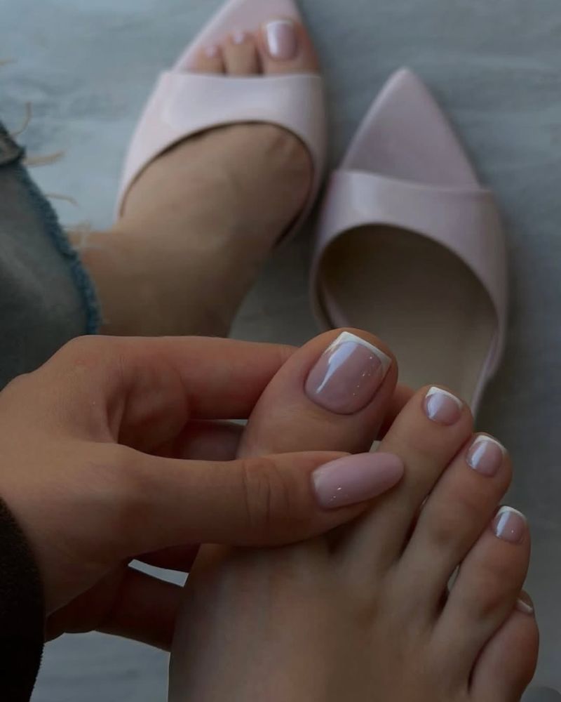 french pedicure and nude manicure set